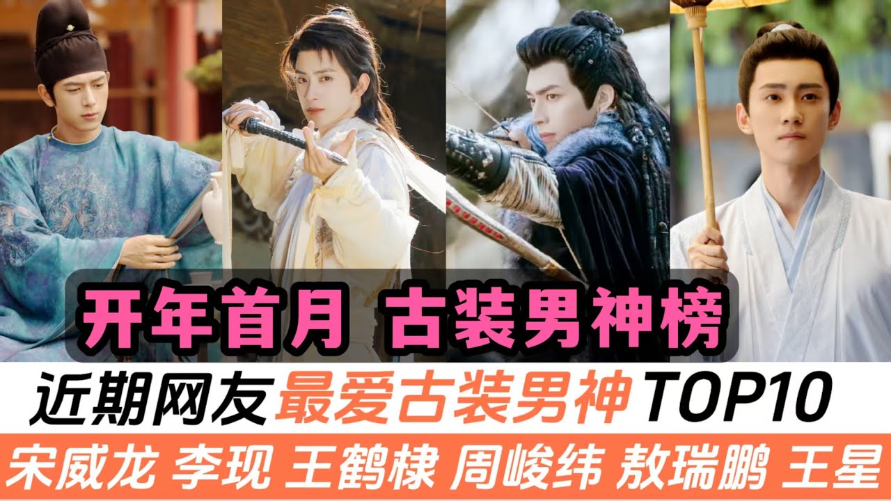 新年首月網友最愛的古裝男神TOP10！周峻緯墊底，宋威龍排第八！《國色芳華》李現也只排第四！而《大奉打更人》的王鶴棣排第幾？第一名太讓人意想不到啦，全網都在討論他！
