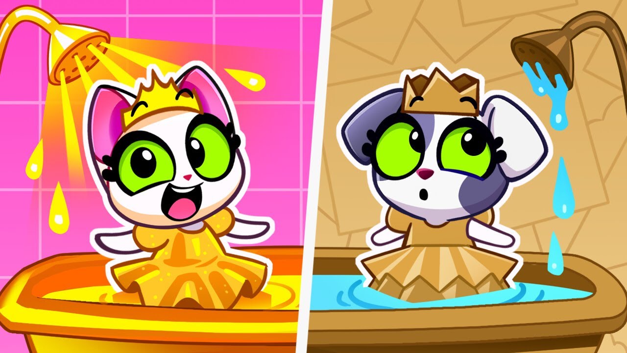 Rich VS Broke Princess | Cardboard Makeover Challenge | Useful Stories | Kids Cartoons | Purr-Purr