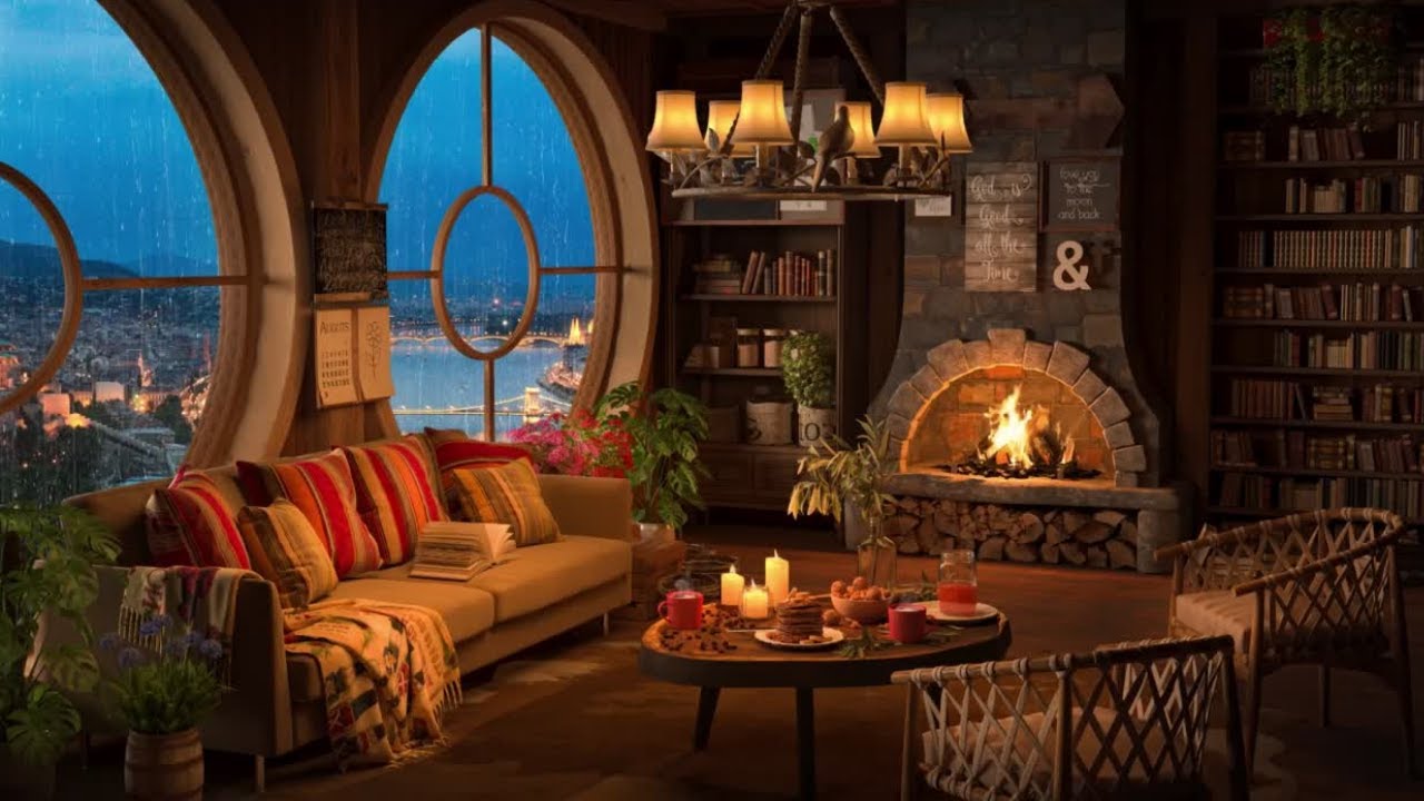 Cozy Cabin Ambience - Rain and Fireplace Ambience 40 Minutes for Sleeping, Reading, Relaxation