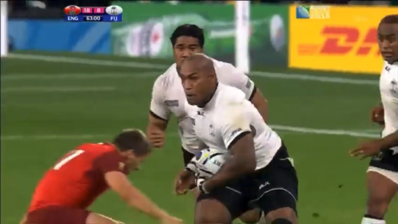 Nemani Nadolo runs over Richard Wigglesworth