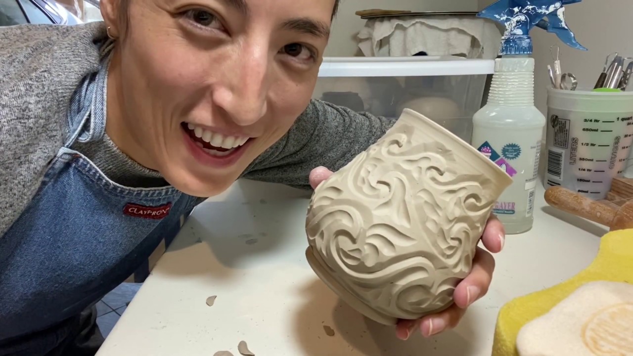 Carving pottery | 🌊 wave cup