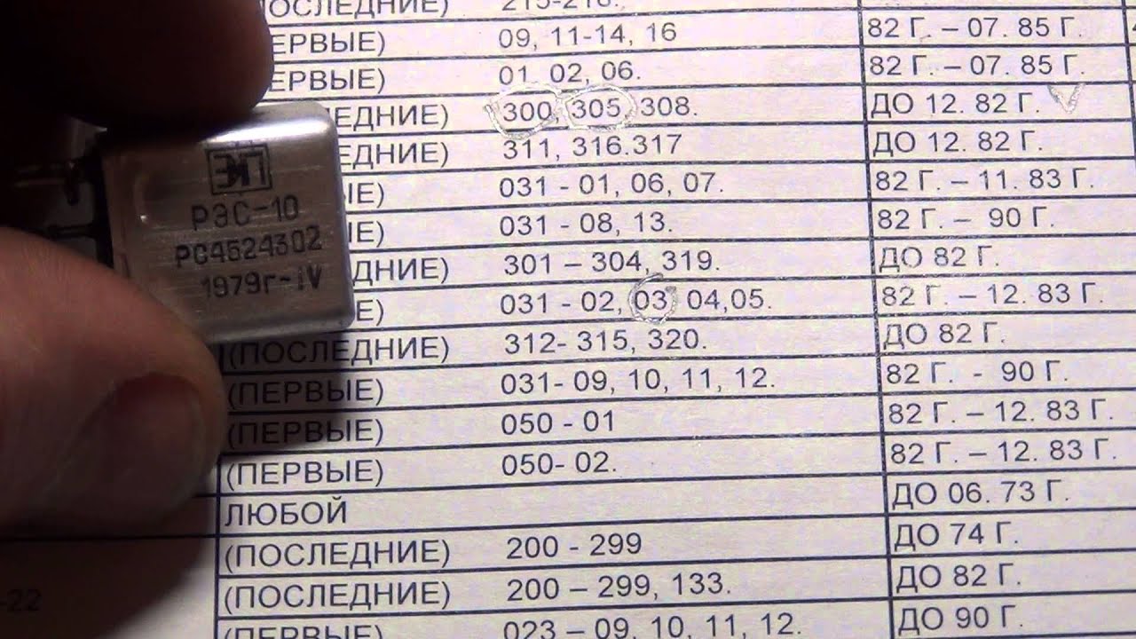 РЭС 10 проверка по паспорту - радиодетали, реле (видео 26)