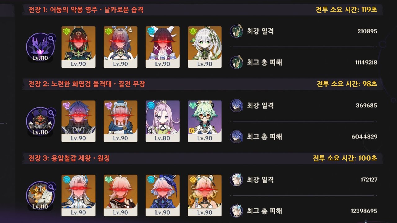 [원신 지맥 제압전] LunarIV 절망 올명함 클리어 (317초)