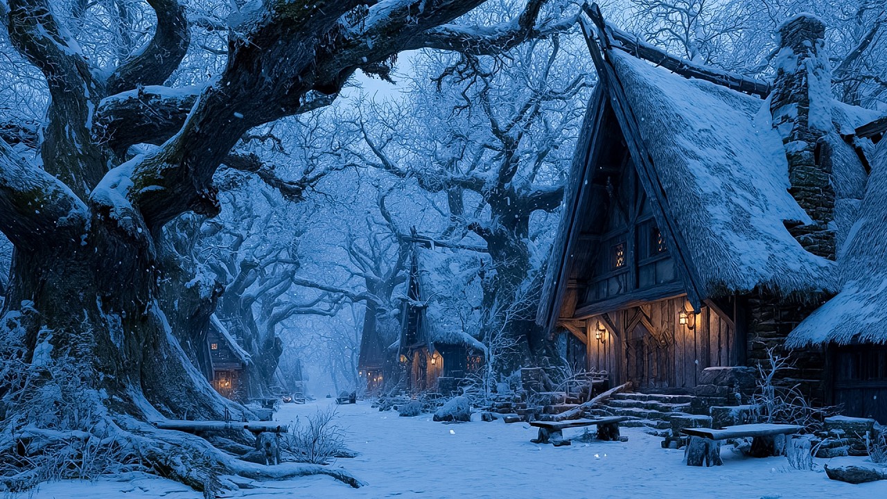 Ancient Oak Shadows in a Snowbound Kingdom | Medieval Fantasy Music for Rest