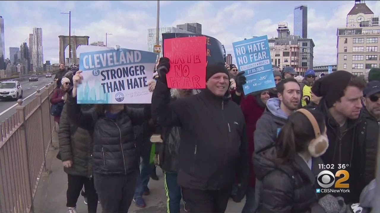 Anti-Hate Rally Marches Across Brooklyn Bridge