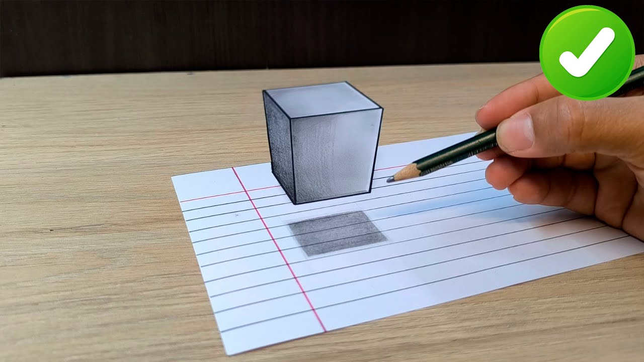 Cómo Dibujar un CUBO en 3D Paso a Paso 🔥 | Dibujos 3D Faciles