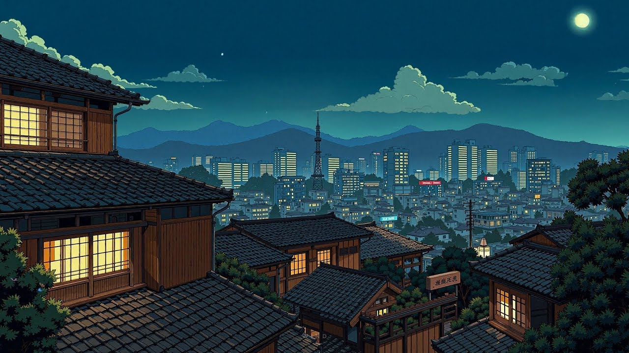 Night Peace 👒 Retro Japanese Ambience with Lofi Beats 🎶📻 Music to End the Day Gently