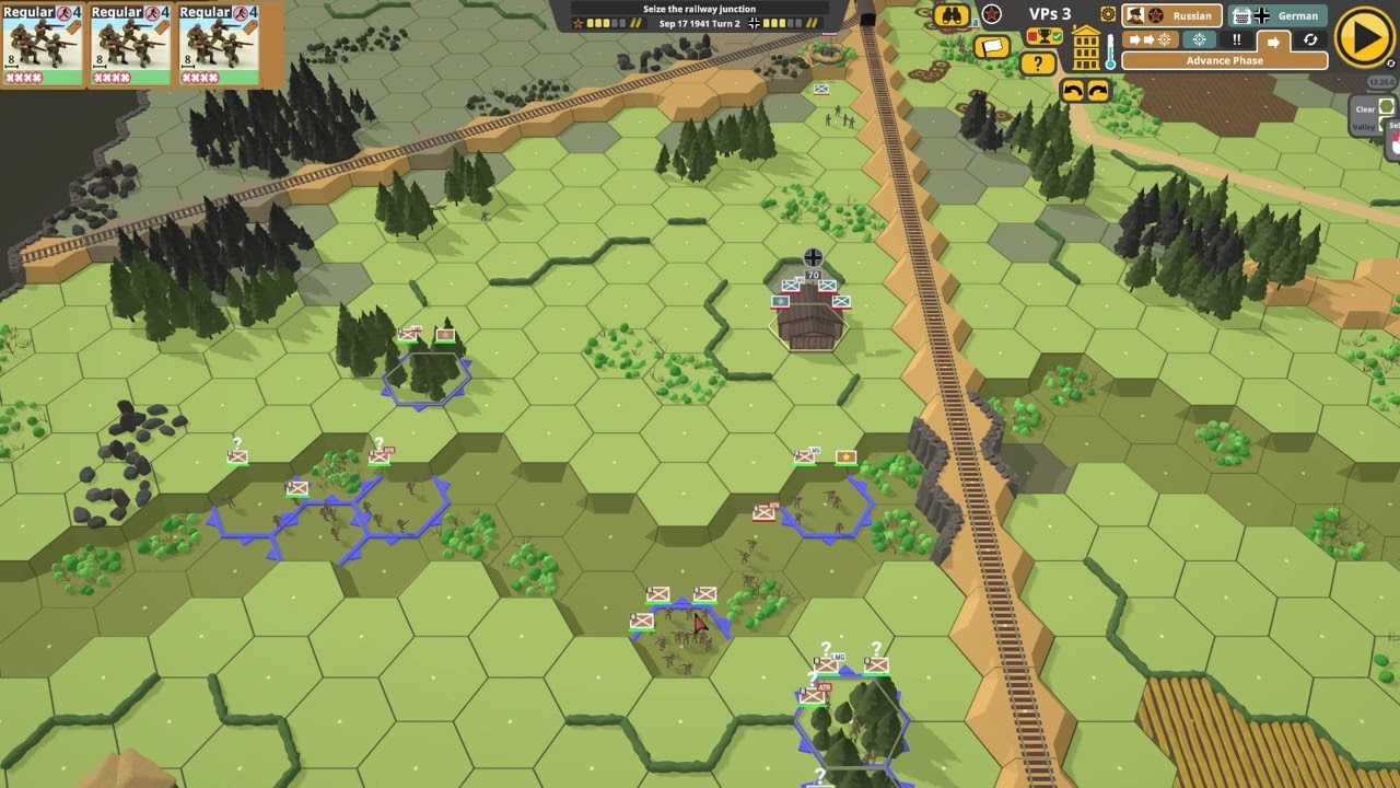 [SECOND FRONT] Seize the railway junction victory in 6 turns gameplay.