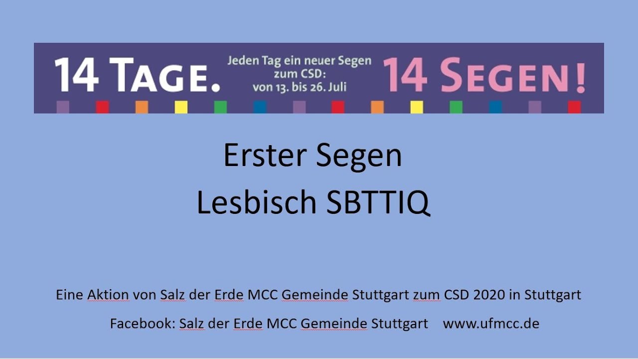 1. Segen zum CSD Stuttgart 2020 - Lesbisch SBTTIQ+