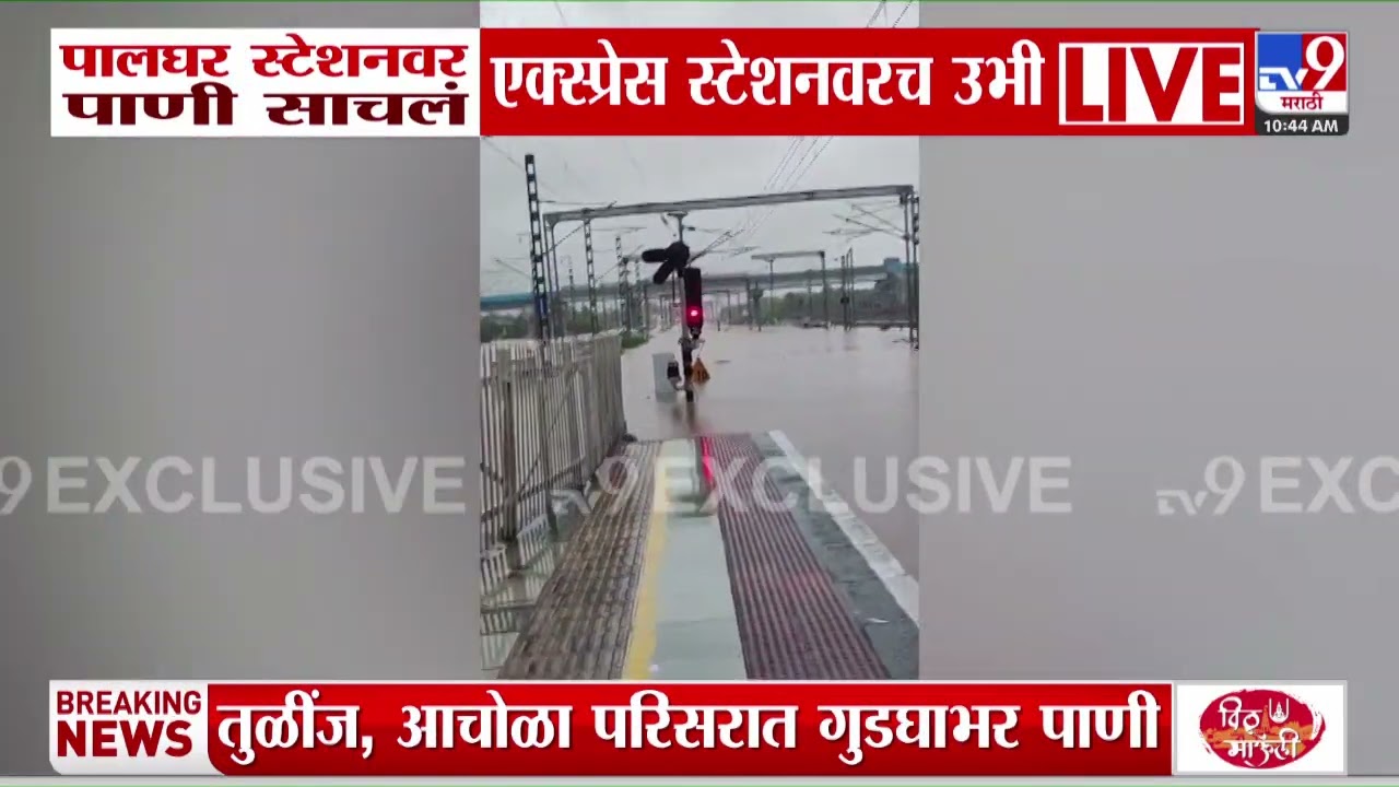 Palghar Railway Station Update | पालघर स्टेशनवर पाणी साचलं एक्स्प्रेस स्टेशनवरच उभी