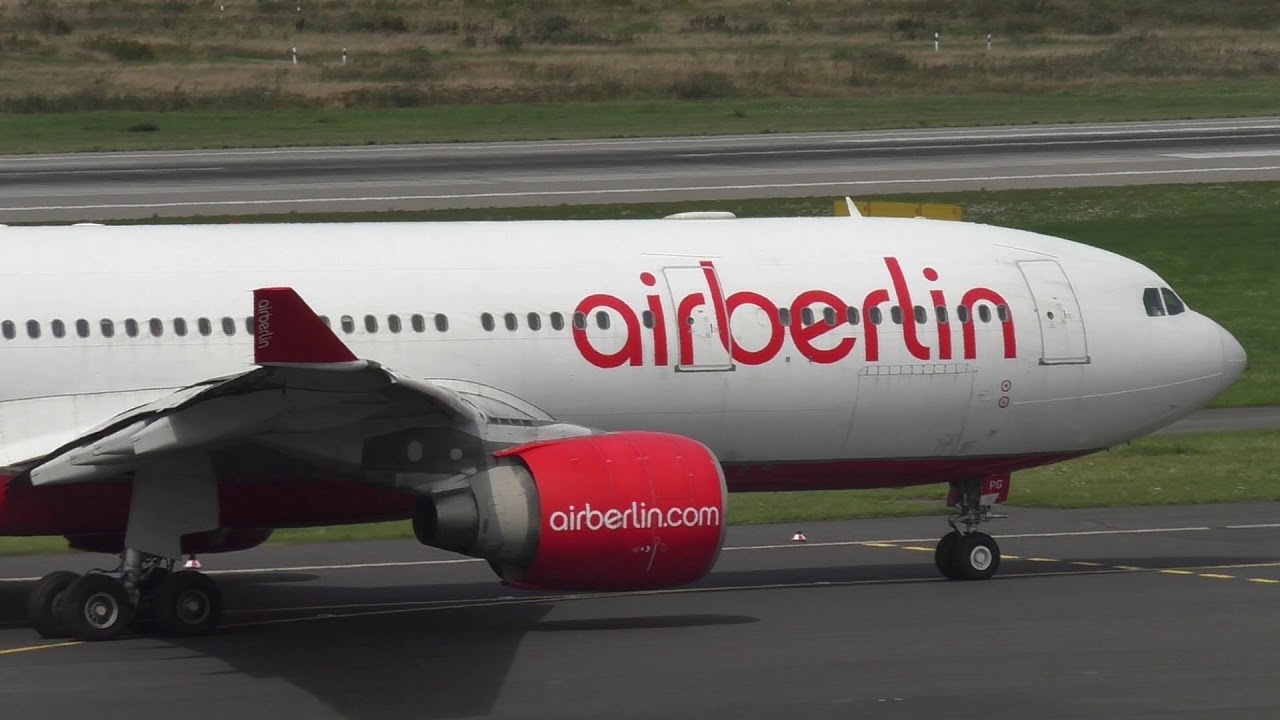 Air Berlin Aeroplanes at Dusseldorf Airport / Flughafen Düsseldorf August 2016