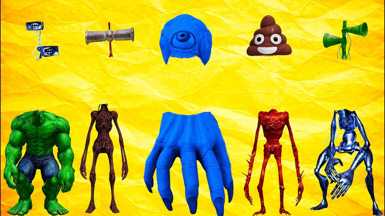 WRONG HEADS SIREN HEAD HULK, SIREN HEAD POOP, BRAIN EYE, SIREN HEAD MEAT GRINDER, SIREN HEAD GHOST