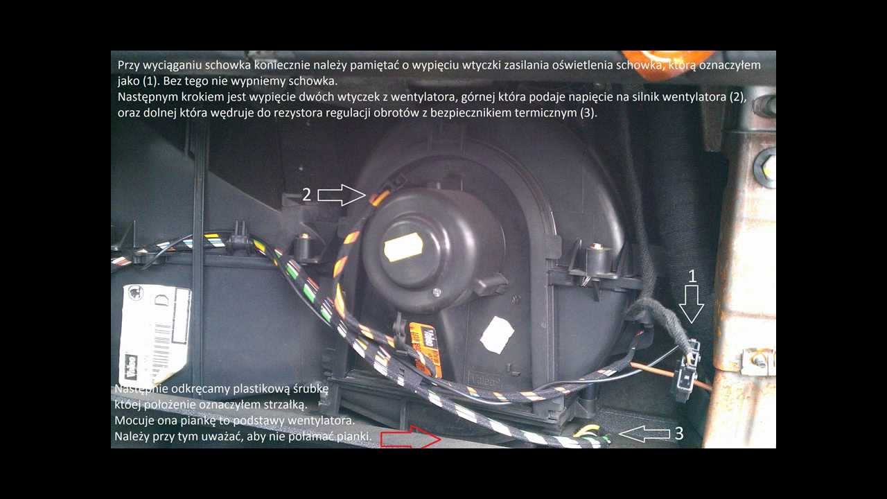 Czyszczenie wentylatora nawiewu, dmuchawy Octavia I, Golf, Fabia