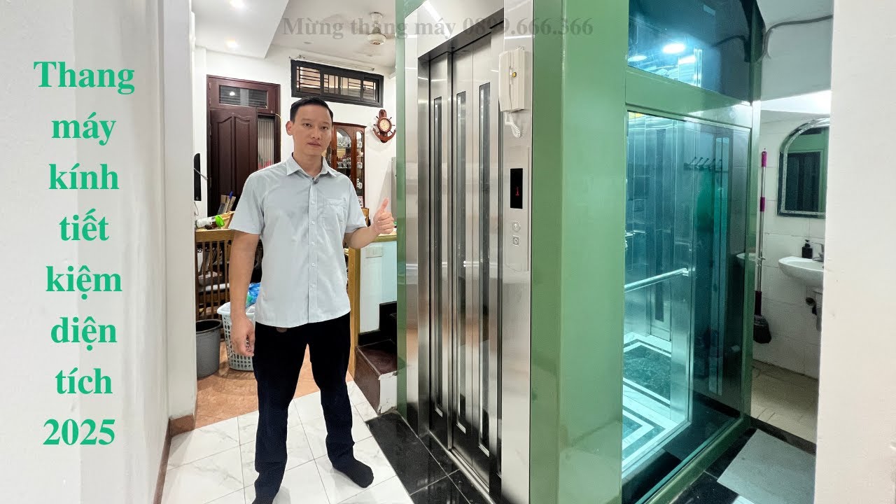 Thang máy kính 350kg đẹp, gọn, tiện lợi tại phố Ngọc Hà