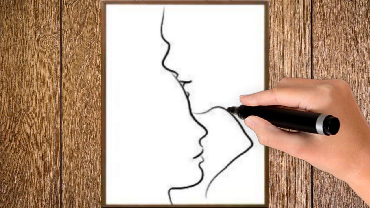 How to Draw Kissing Scene From Copule ! Drawing Love Made Romantic ! Step By Step