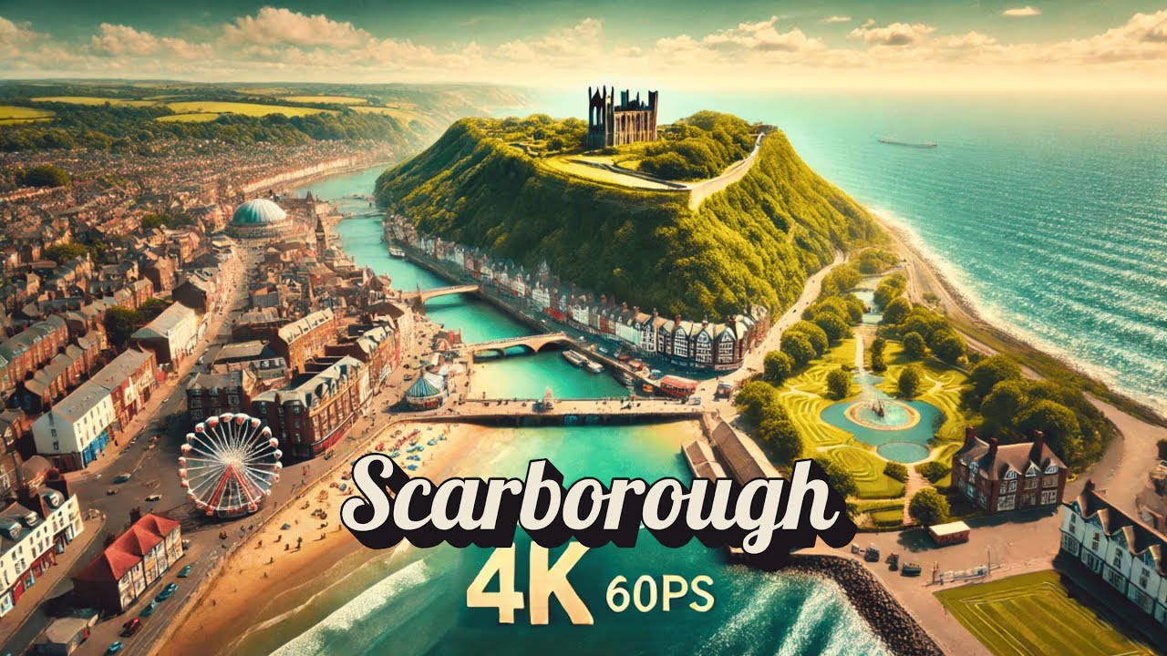 Scarborough Skyline Serenity:  Drone Flight Over the Jewel of the Yorkshire Coast | 4K Aerial Views