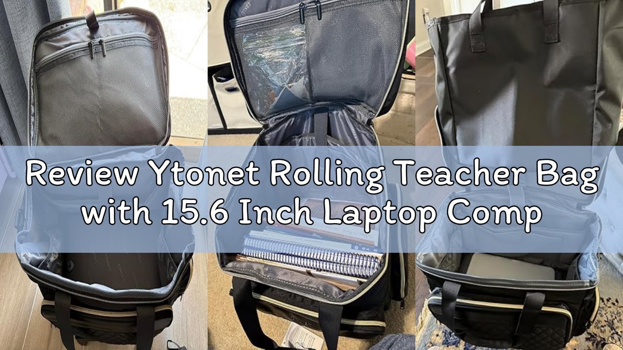 Review Ytonet Rolling Teacher Bag with 15.6 Inch Laptop Compartment, Laptop Trolley Bags with Detach