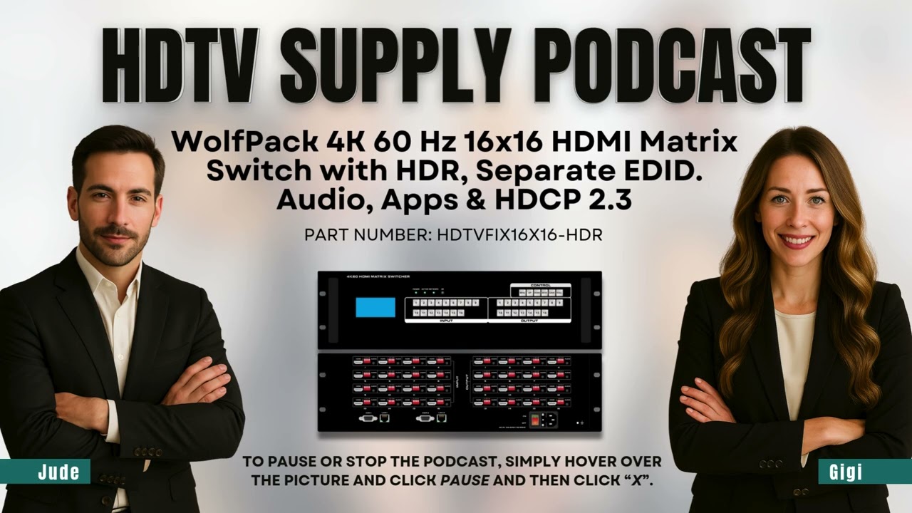 WolfPack 4K 60 Hz 16x16 HDMI Matrix Switch w/HDR, Separate EDID. Audio, Apps & HDCP 2.3