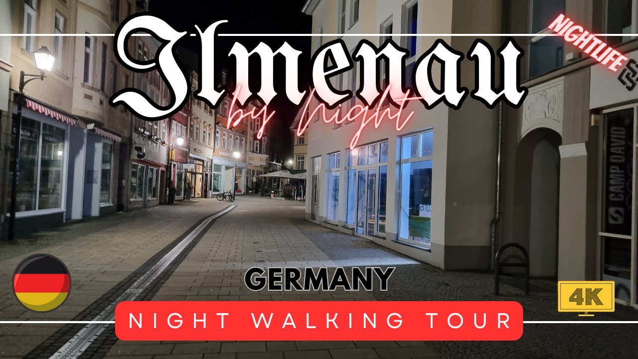 Ilmenau, Night walking tour, Nightlife, Germany, Thuringia [4K Ultra HD] Summer 2023 Saturday Night