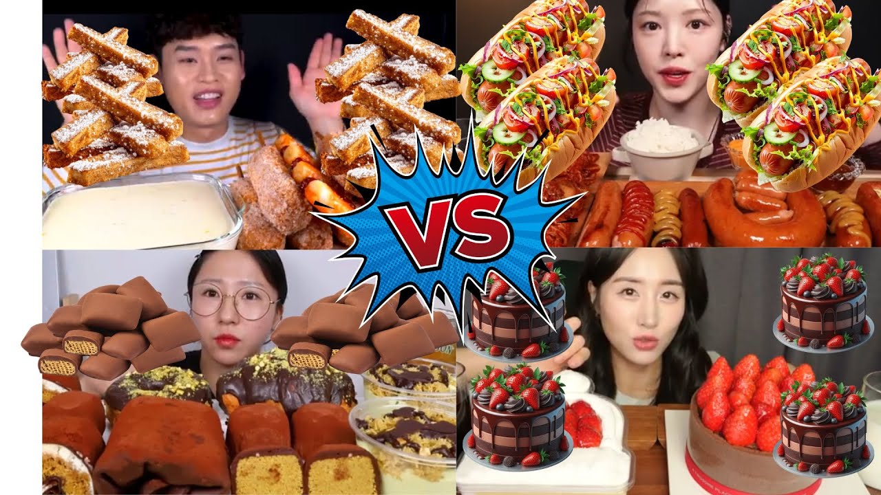Sweet Desserts 🍰 VS Hot Dogs 🌭 | Ultimate Mukbang Food Battle 😱