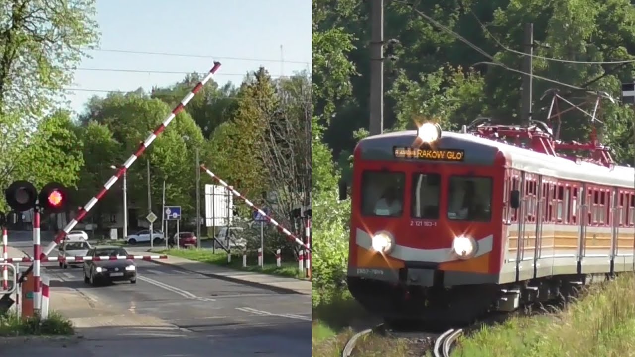 Przejazd kolejowy i przystanek osobowy Kęty Podlesie - 2 pociągi
