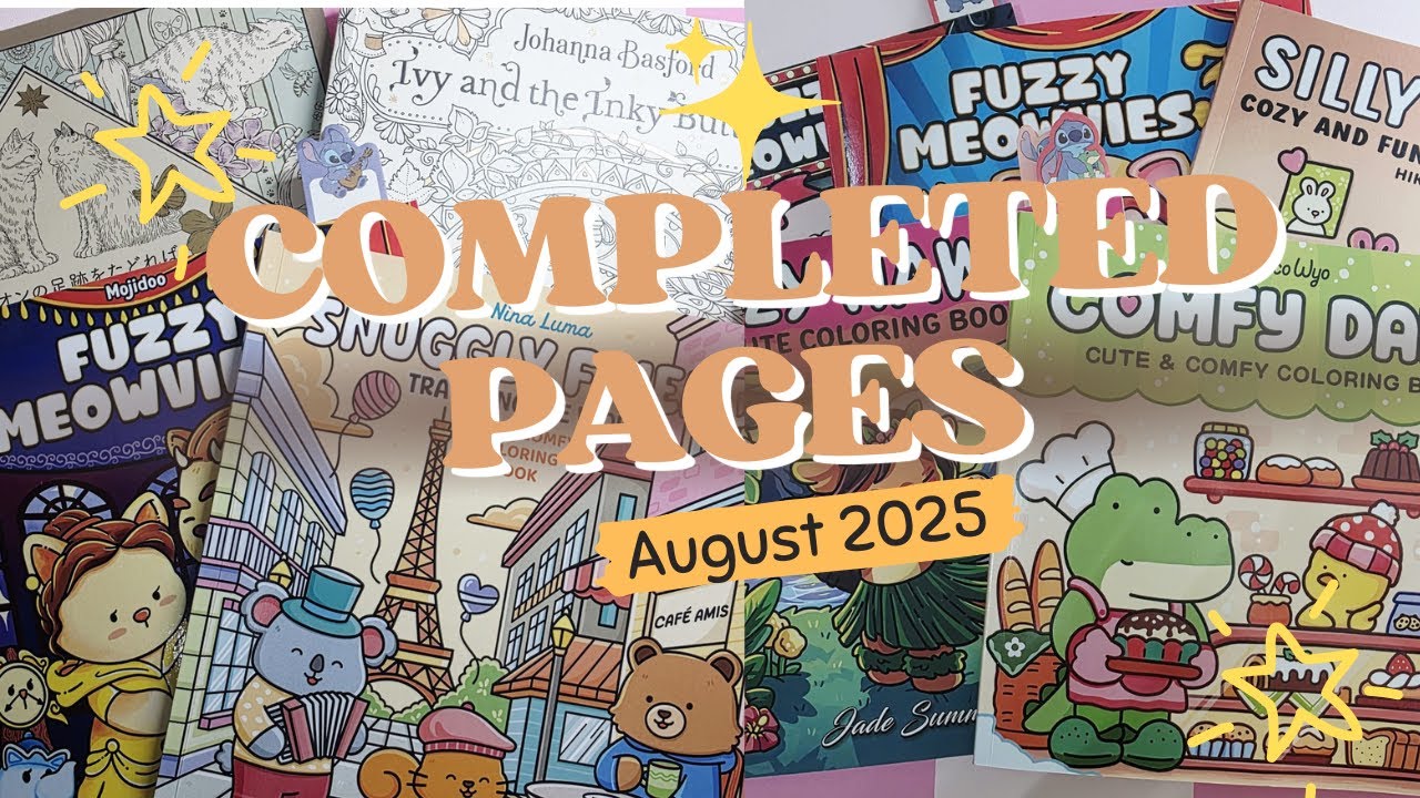 Completed Coloring Pages August 2025 - A Fun Filled Summer Holiday Travel Month ! 💗💜💗