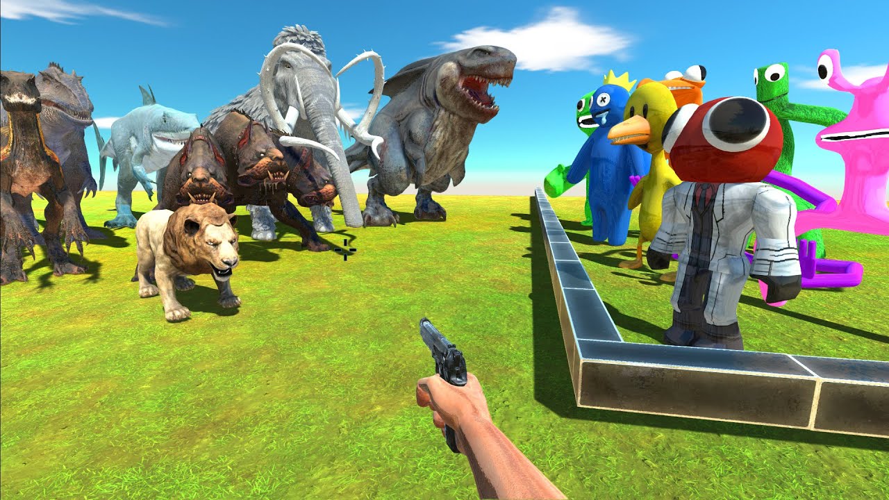 FPS Rescue Rainbow Friends and Jumbo Josh Fight Animals and Dinosaurs - ARBS