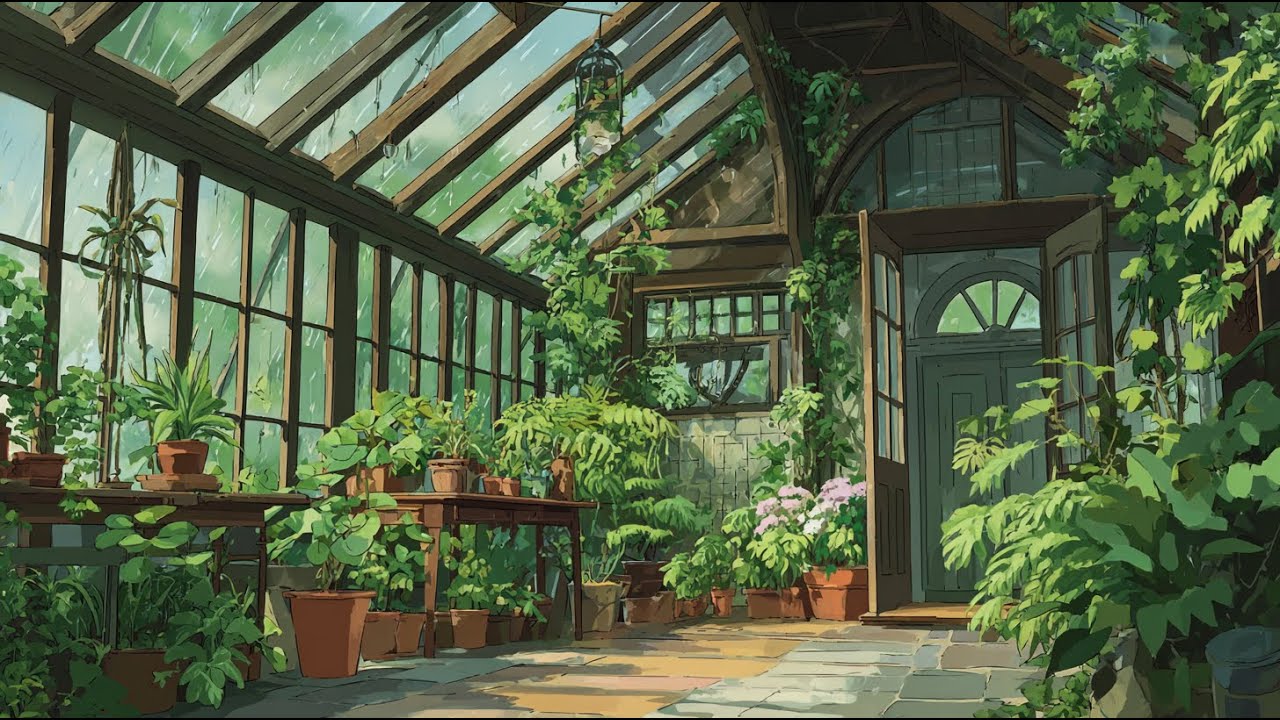 Cozy Rainy Day in the Greenhouse 🌿 Plant Lofi / Soft Rain & Acoustic