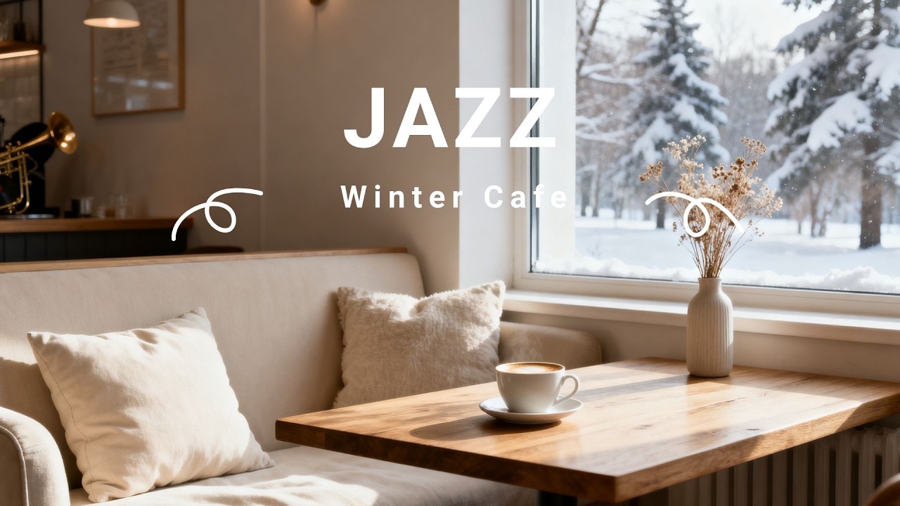Cozy Winter Jazz Cafe Ambience ~ Relaxing Smooth Piano Music for Coffee & Snow