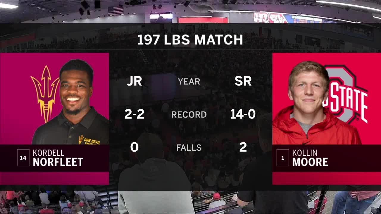197 LBS: #1 Kollin Moore (Ohio State) vs. #14 Kordell Norfleet (Arizona State) | 2020 B1G Wrestling