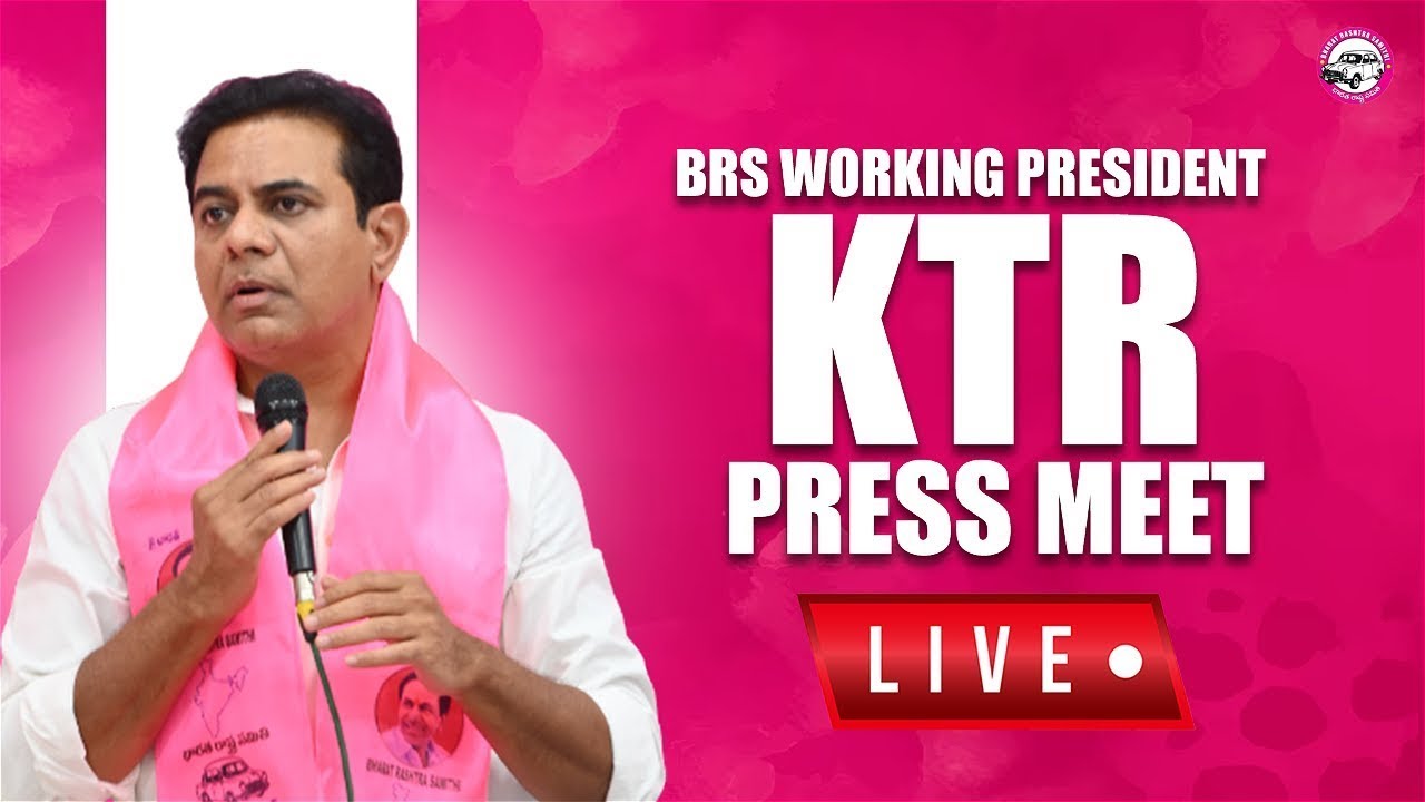 Live : BRS Working President KTR addressing the media at Telangana Bhavan