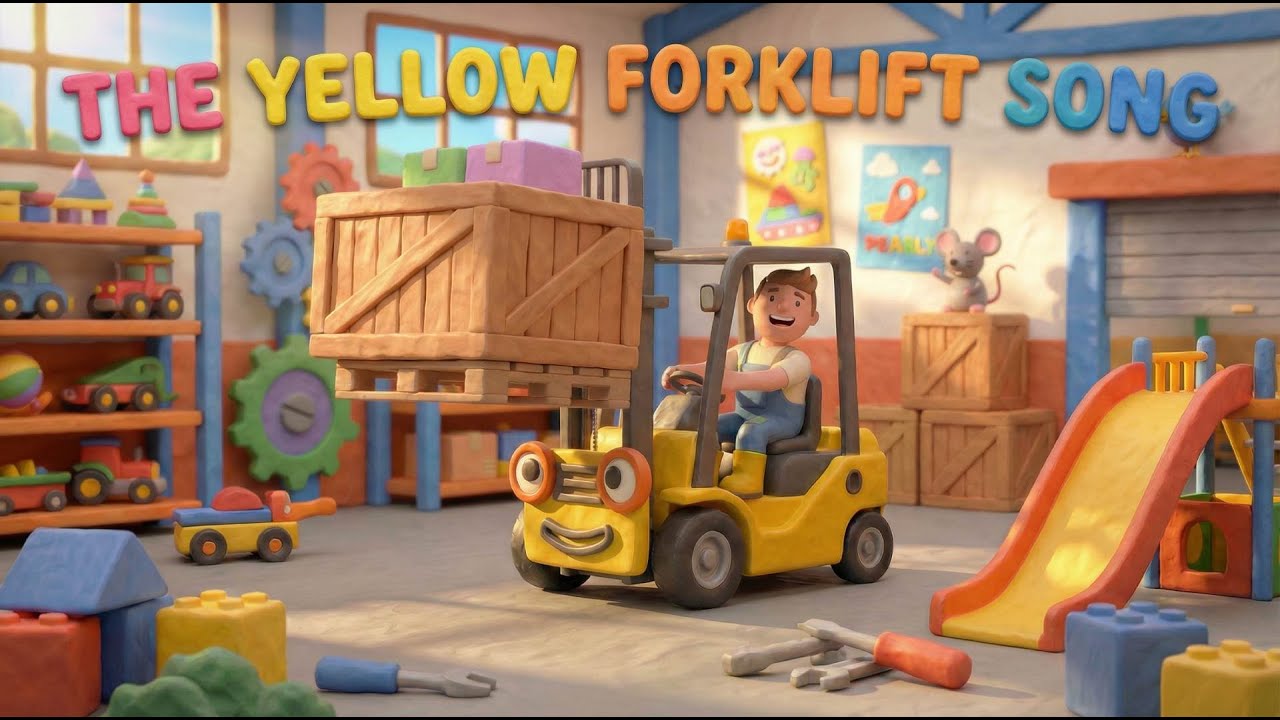 The Yellow Forklift Song for Kids 🚜 Construction Trucks & Vehicles Claymation | Gumboot Gang