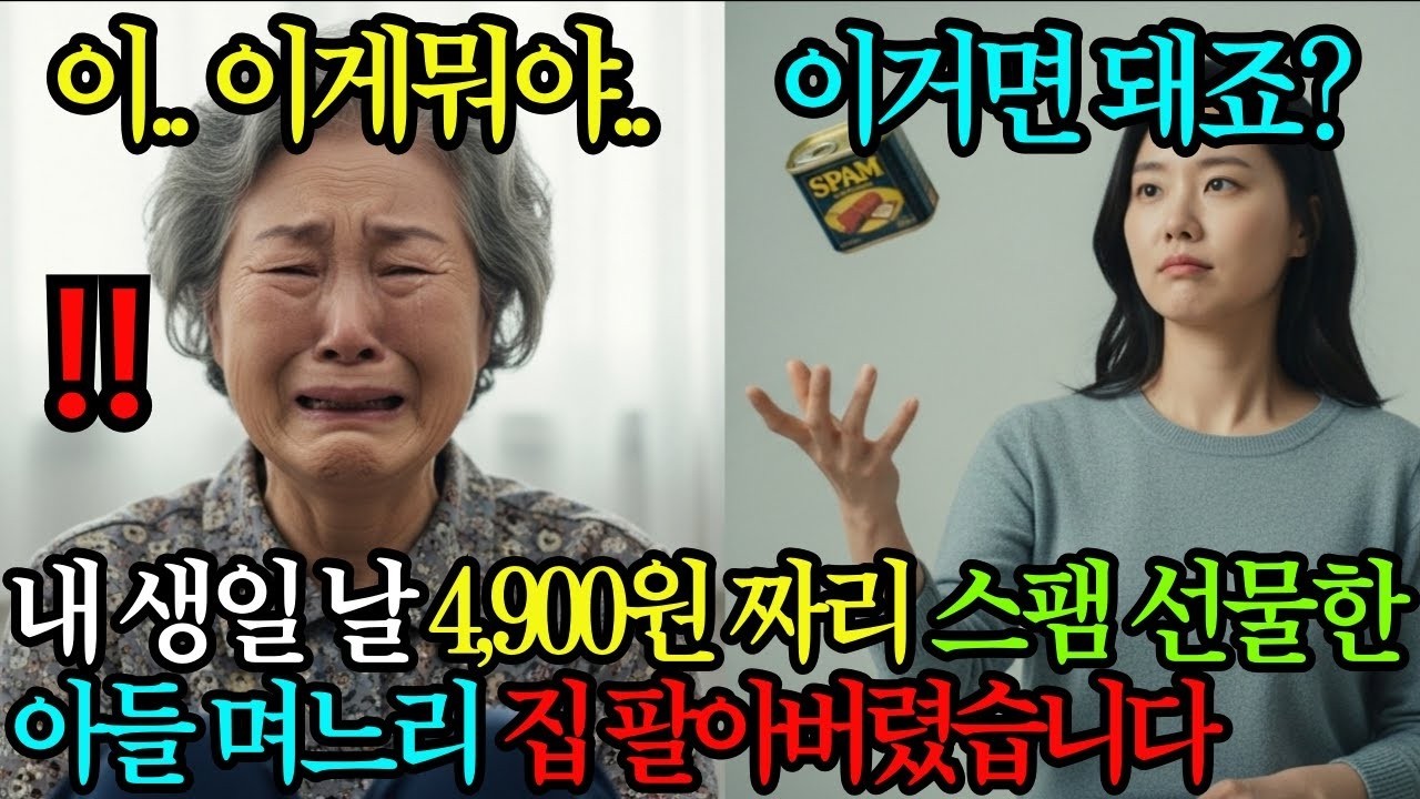 “이거면 충분하죠 ” 내 생일날 4,900원짜리 스팸 하나 달랑 선물한 아들 며느리, 집 팔고 복수했습니다