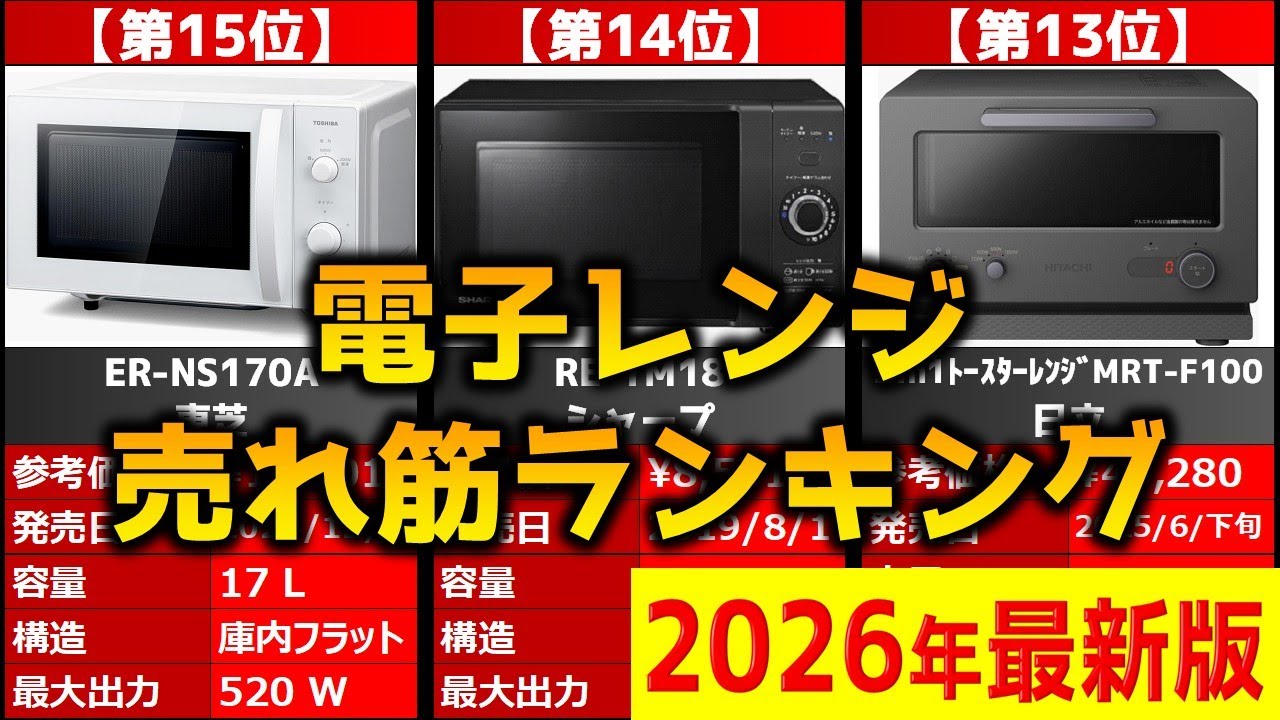 【2026年】「電子レンジ」おすすめ人気売れ筋ランキング20選【最新】