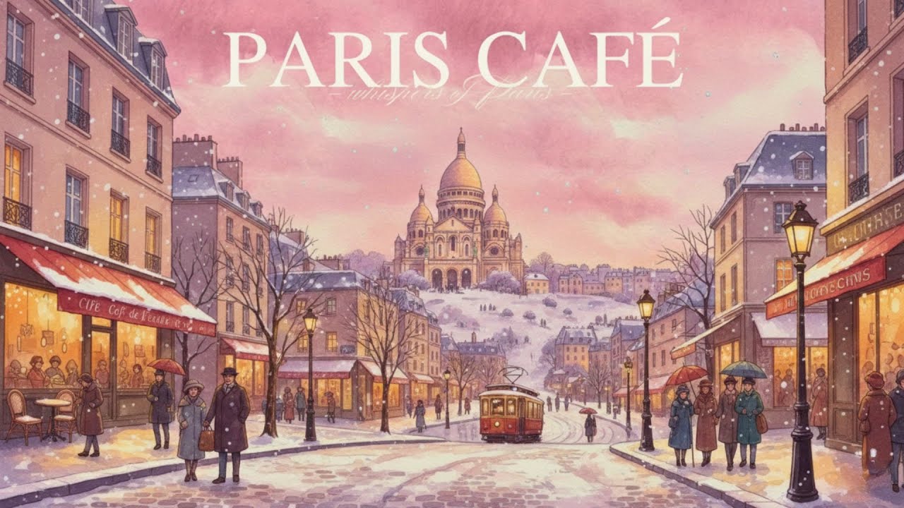 𝐏𝐀𝐑𝐈𝐒 𝐂𝐀𝐅𝐄́ 🗼 French Instrumental Music — Snowy Morning in Montmartre