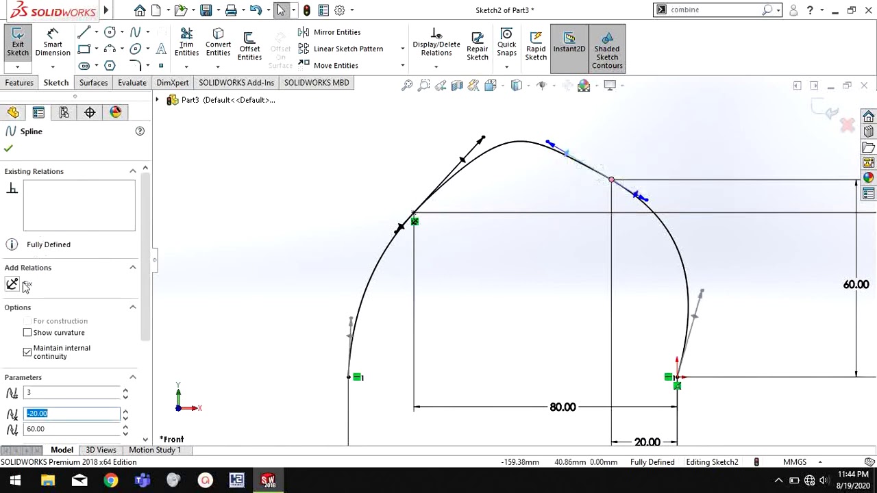 Simple ways to fully define splines in SOLIDWORKS