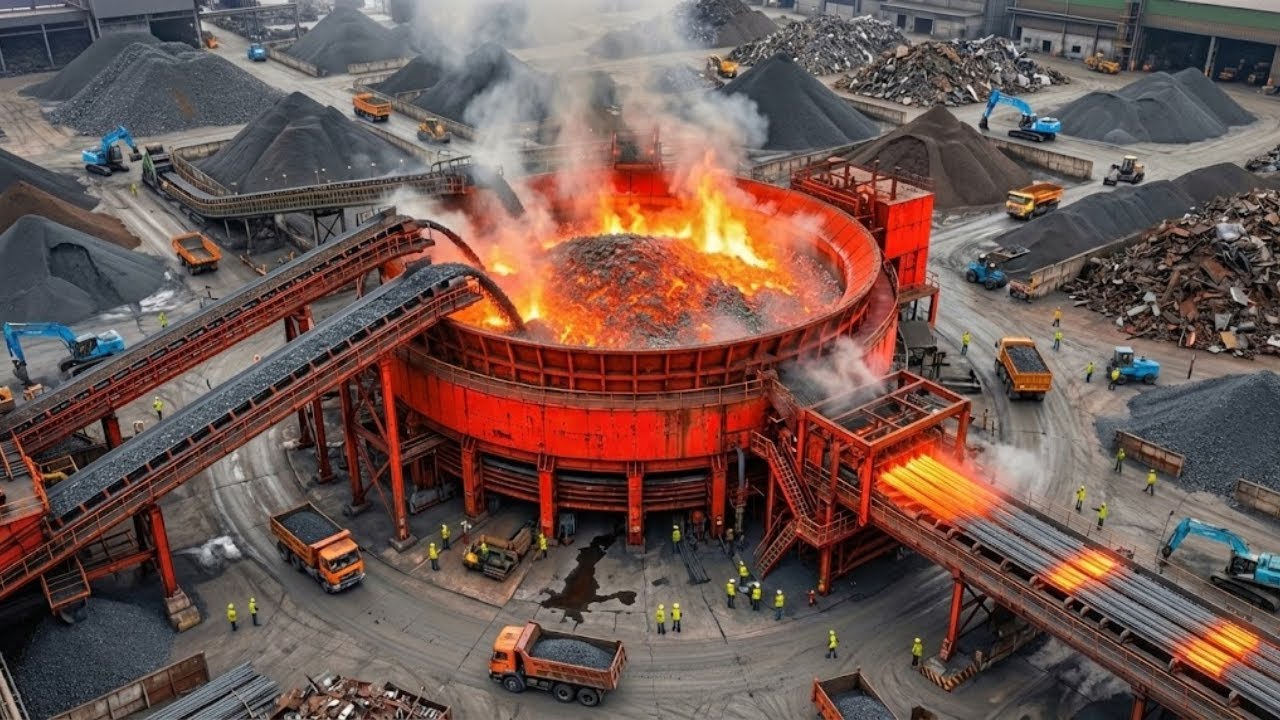 Inside the MASSIVE Steel Factory Process – How Iron Ore Becomes Wire Rods (Full Process)