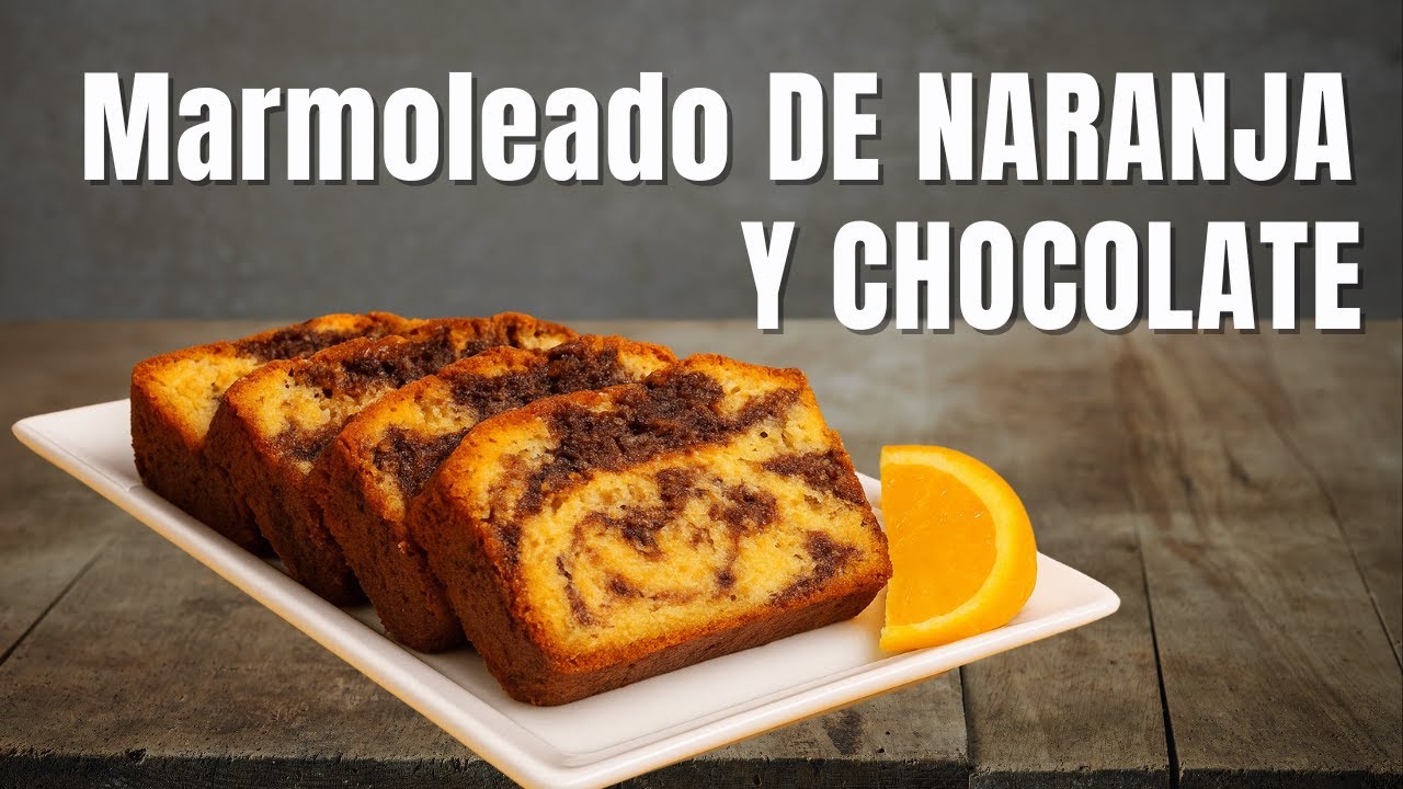 Bizcocho Marmoleado de Naranja y Chocolate 🍊🍫 ¡Fácil, Esponjoso y Delicioso!