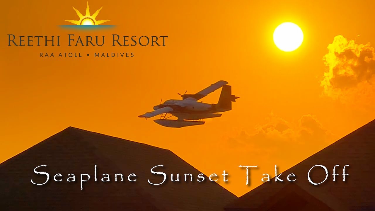 🌅 Maldives Seaplane Takeoff at Sunset | Reethi Faru Island ✈️🌊