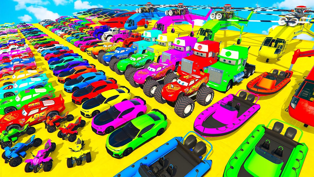 GTA V Mods Stunt Car Racing Challenge By SPIDER-MAN With Amazing Super Car Motocycle Boat & AirCraft
