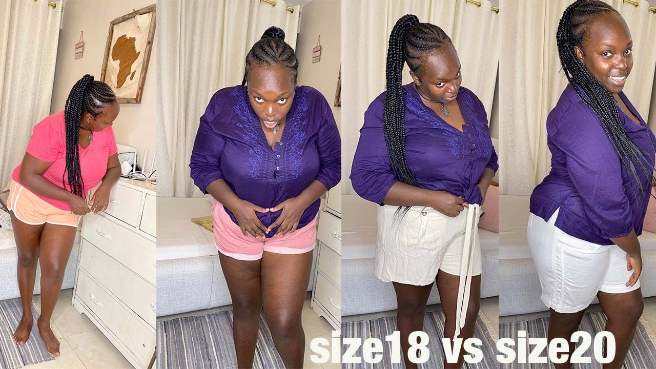 SIZE 18 VS SIZE 20 TRY ON Huge SUMMER shorts plus size clothing haul!