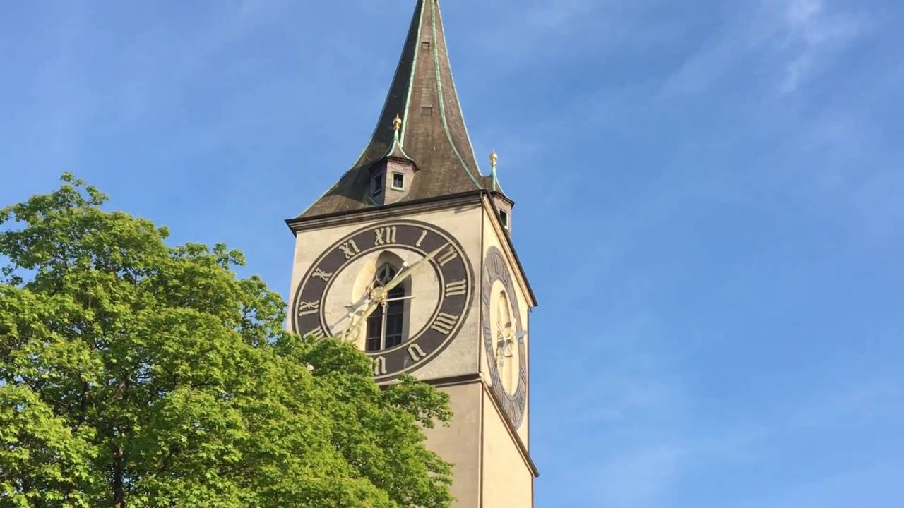 Church bells ringing at St. Peter Church of Z&uuml;rich, Switzerland