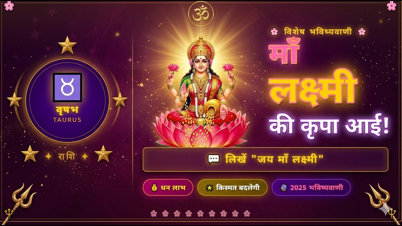 🌸 वृषभ राशि — माँ लक्ष्मी की बड़ी कृपा आने वाली है! कमेंट में लिखें 