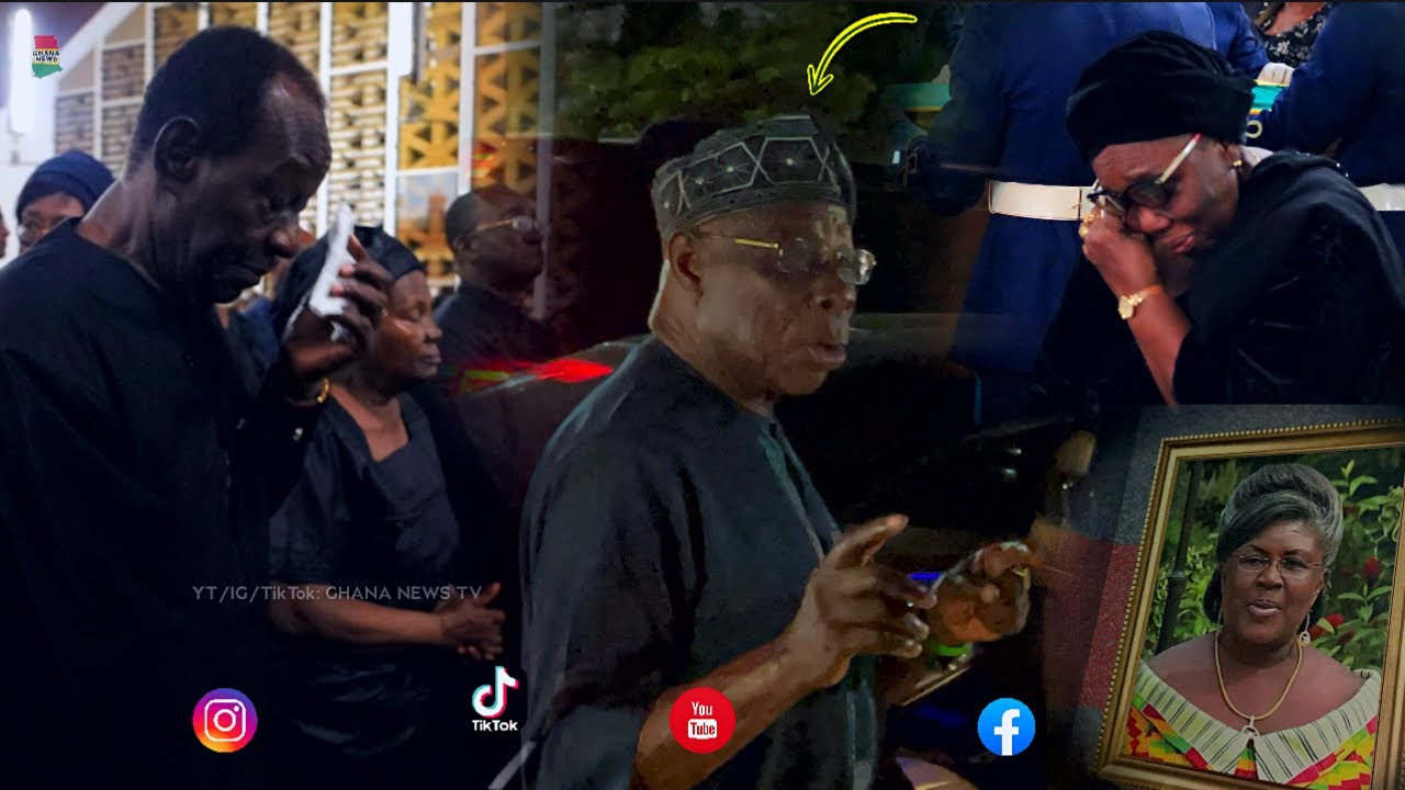 VERY SAD: Dr. Addo Kuffour breaks down as b4 Mrs Kuffour’s body, Nigeria ex-Prez. Obasanjo arrives.