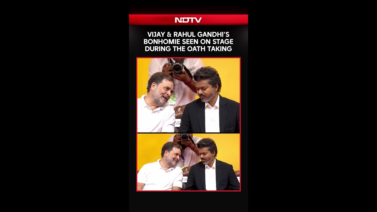 Vijay & Rahul Gandhi's Bonhomie On Display On Stage During The Oath-Taking Ceremony