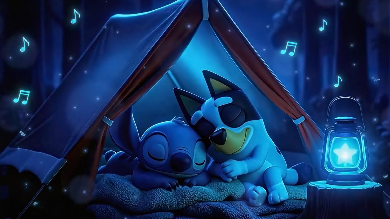 Bluey & Stitch Cozy Camping | Relaxing Sleep Music Under the Stars 10 Hours