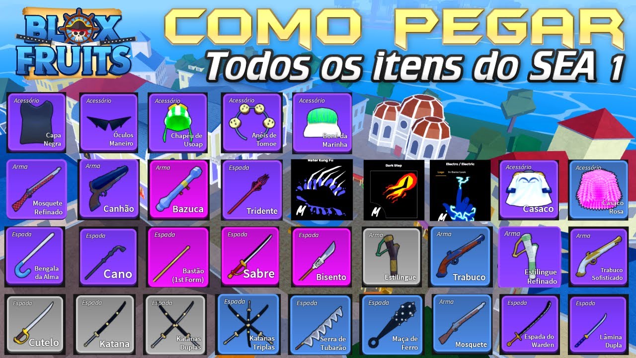 COMO PEGAR TODOS OS ITENS DO SEA 1 DO BLOX FRUITS