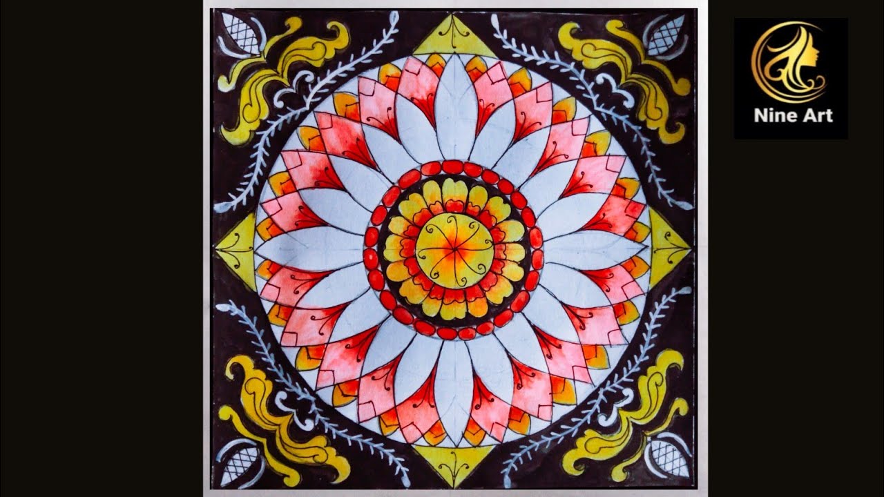 How to watercolor painting with drawing a suitable pattern for a cushion cover //