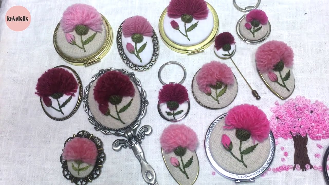 [프랑스자수]Mother's Day gift. Carnation brooch, mirror making. 어버이날 선물. 카네이션 거울, 브로치 만들기