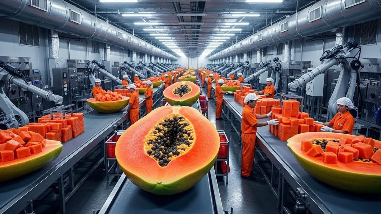 Inside the Papaya Dessert Factory – How Fresh Fruit Becomes Premium Tropical Desserts (Full Process)